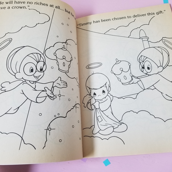 RARE! 1992 Vintage Precious Moments "Timmy's Gift" Colouring Book - Picture 6 of 8